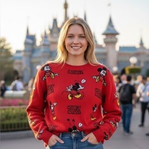NWT Disney Red Crewneck Mickey Mouse Sweater